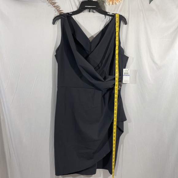 NWT $229 Alex Evenings [ 18 ] Side Ruched‎ Cocktail Dress in Charcoal - Picture 6 of 14